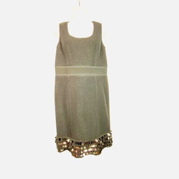Tory Burch A-Line Wool Dress With Large Sequin Hem Detail Size Large - Picture 1 of 15